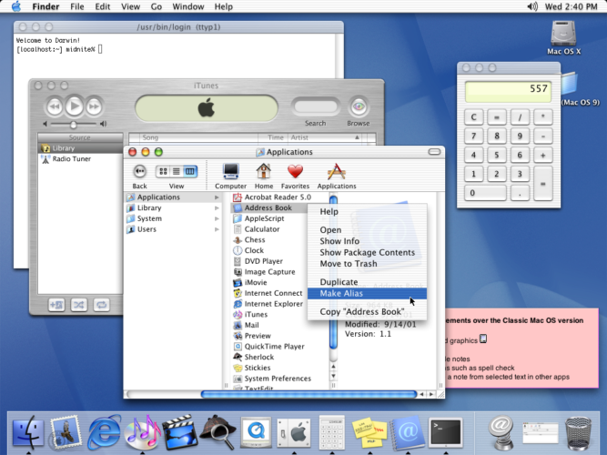Inteface AQUA macOS X